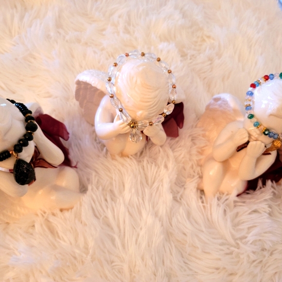 Jewelry - Lot of 3 Stretch Charm Bracelets - Black, Clear & Multi Colored